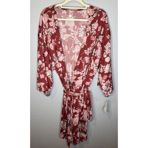 New Flora Large Floral Robe Red